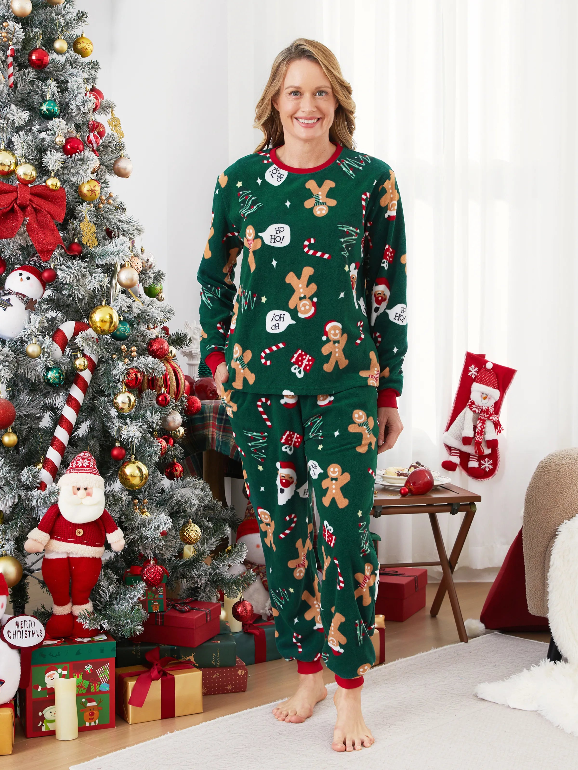 Christmas Matching Family Pyjama Set Dark Green Reindeer - Komfortfit