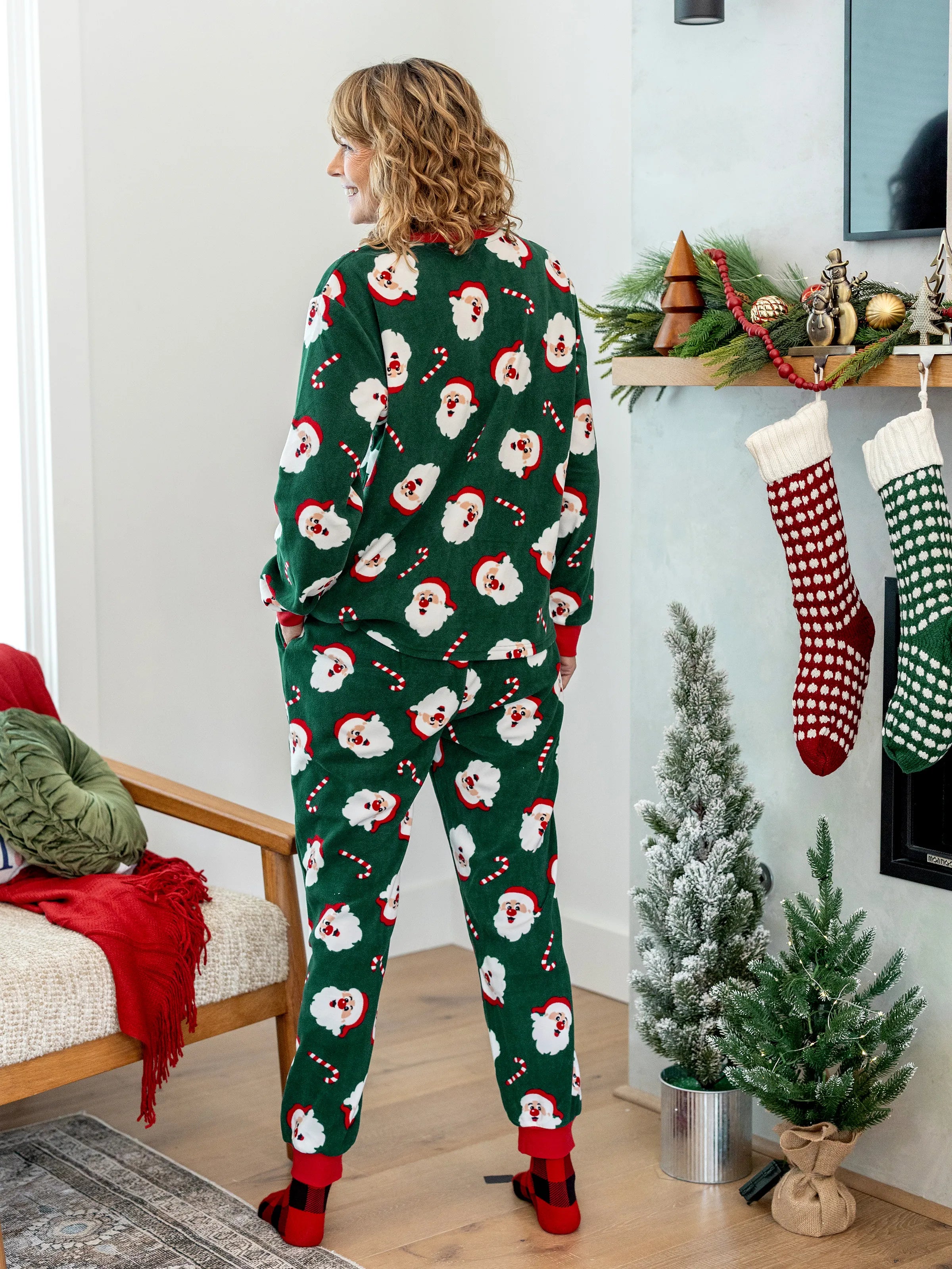 Christmas Matching Family Pyjama Set Santa Claus Dark Green - Komfortfit
