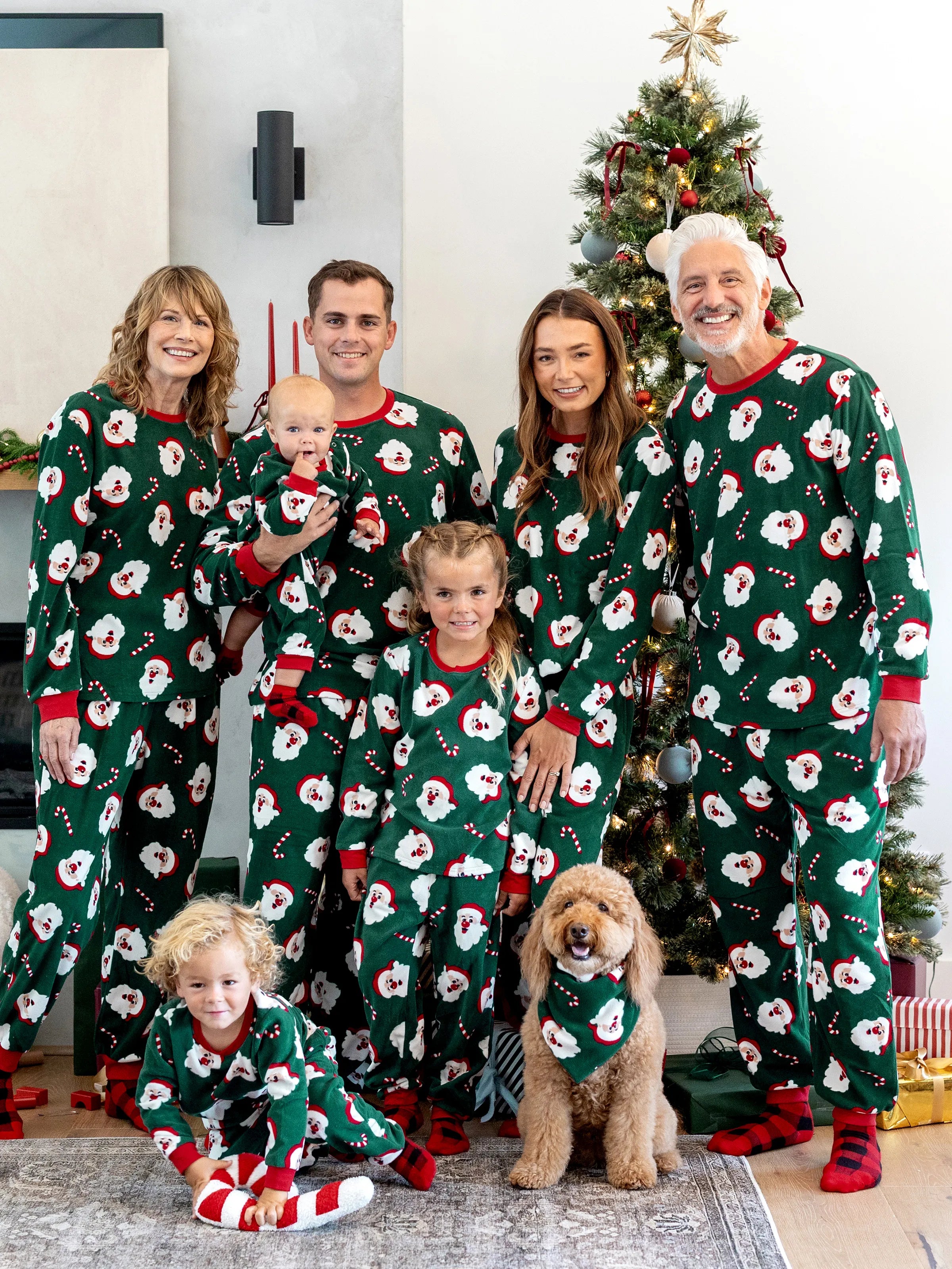 Christmas Matching Family Pyjama Set Santa Claus Dark Green - Komfortfit