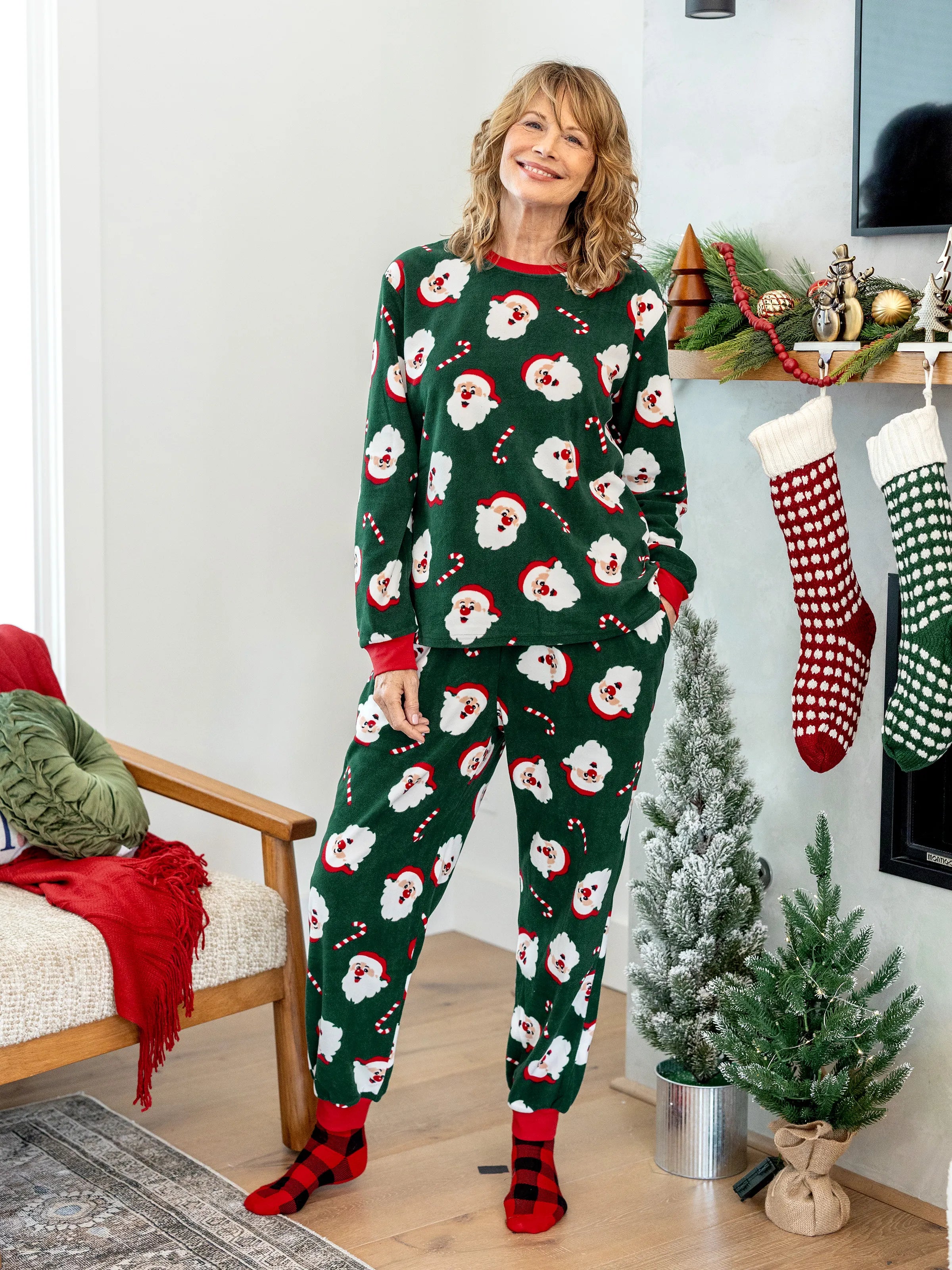 Christmas Matching Family Pyjama Set Santa Claus Dark Green - Komfortfit
