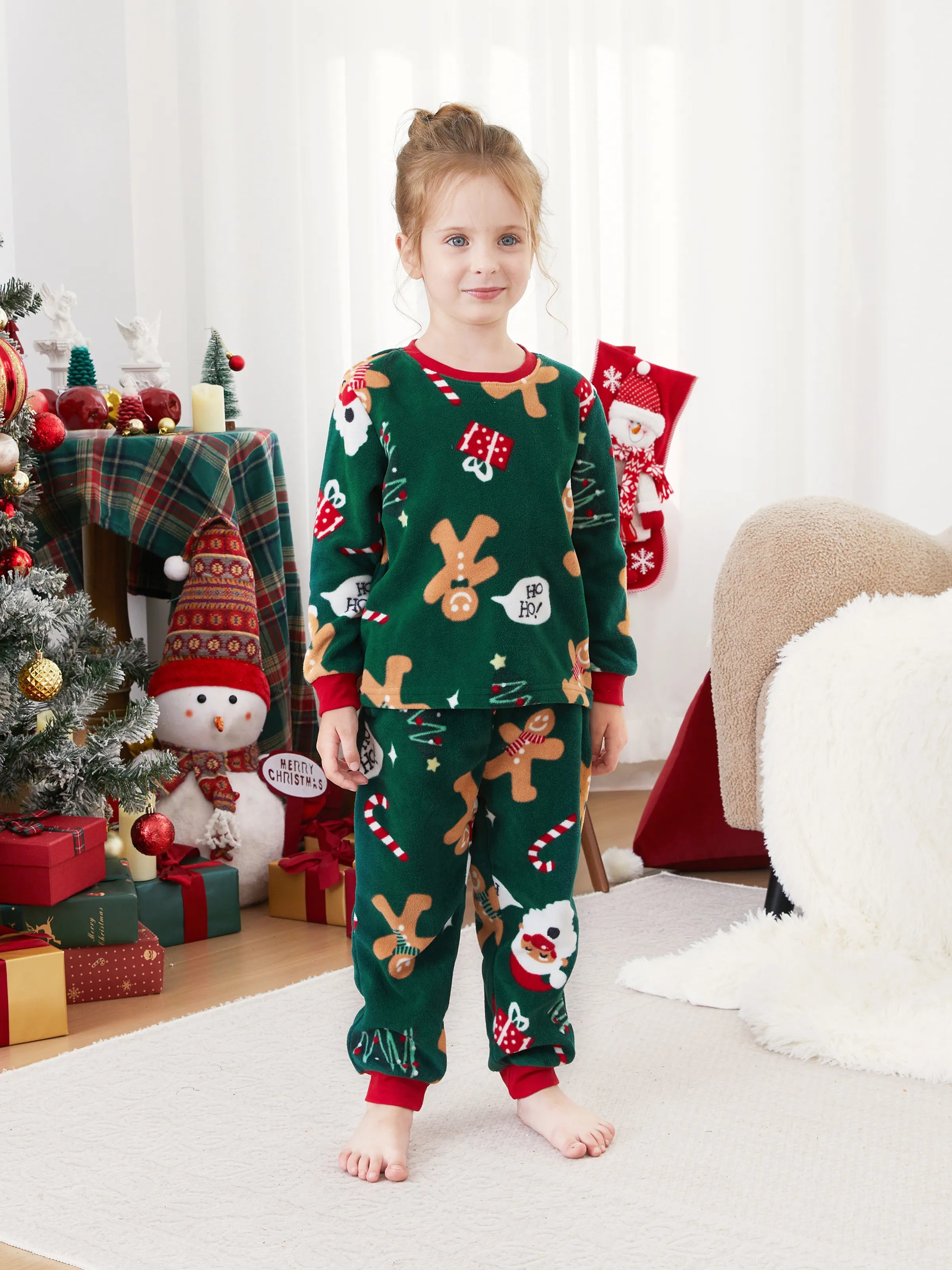Christmas Matching Family Pyjama Set Dark Green Reindeer - Komfortfit